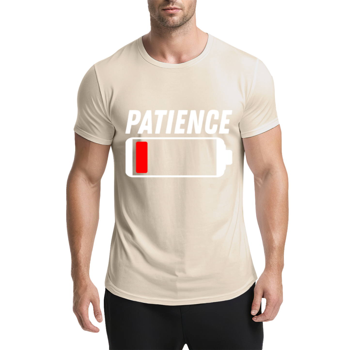Low Battery Patience Funny Mood Graphic Grey T-Shirt