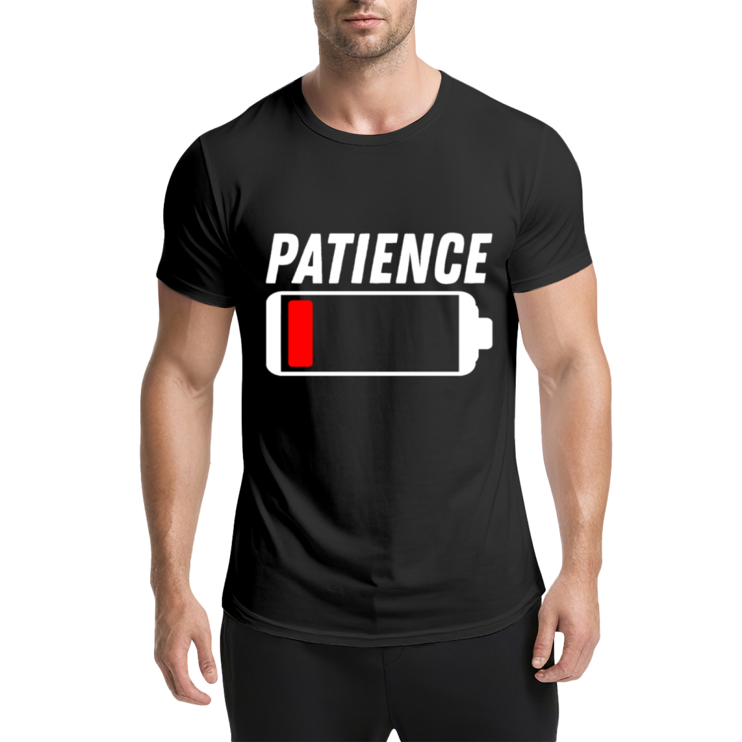 Low Battery Patience Funny Mood Graphic Grey T-Shirt