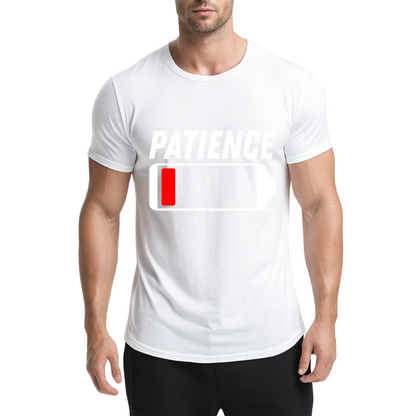 Low Battery Patience Funny Mood Graphic Grey T-Shirt