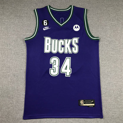 Men's Milwaukee Bucks Giannis Antetokounmpo #34 Purple 2022/23 Swingman Jerseys - Classic Edition