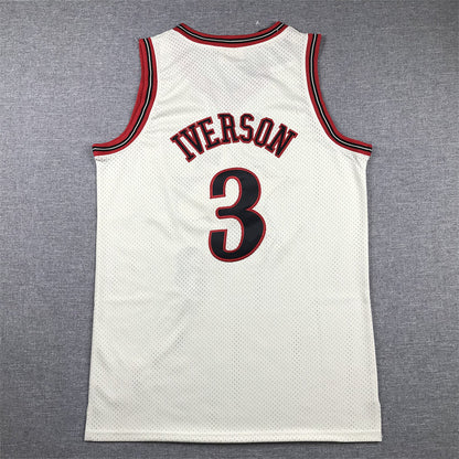 Men's Philadelphia 76ers Allen Iverson #3 Cream Chainstitch Swingman Jerseys