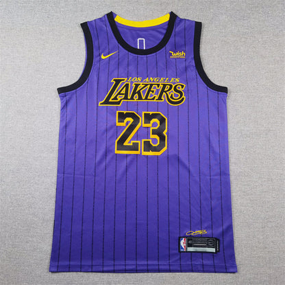 Men's Los Angeles Lakers LeBron James #23 Purple Swingman Jerseys - City Edition