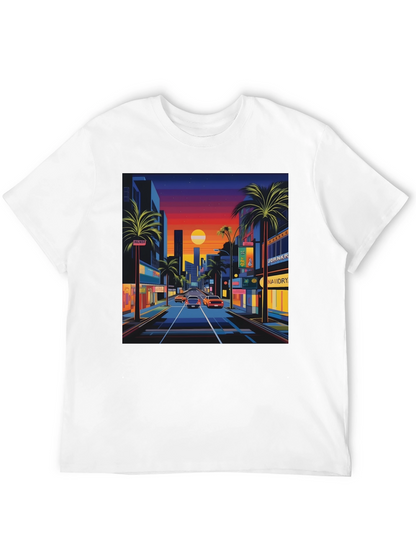 Sunset Cityscape Graphic Tee - Retro Style