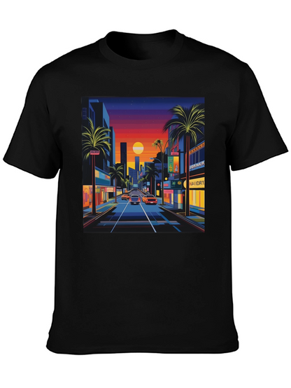 Sunset Cityscape Graphic Tee - Retro Style