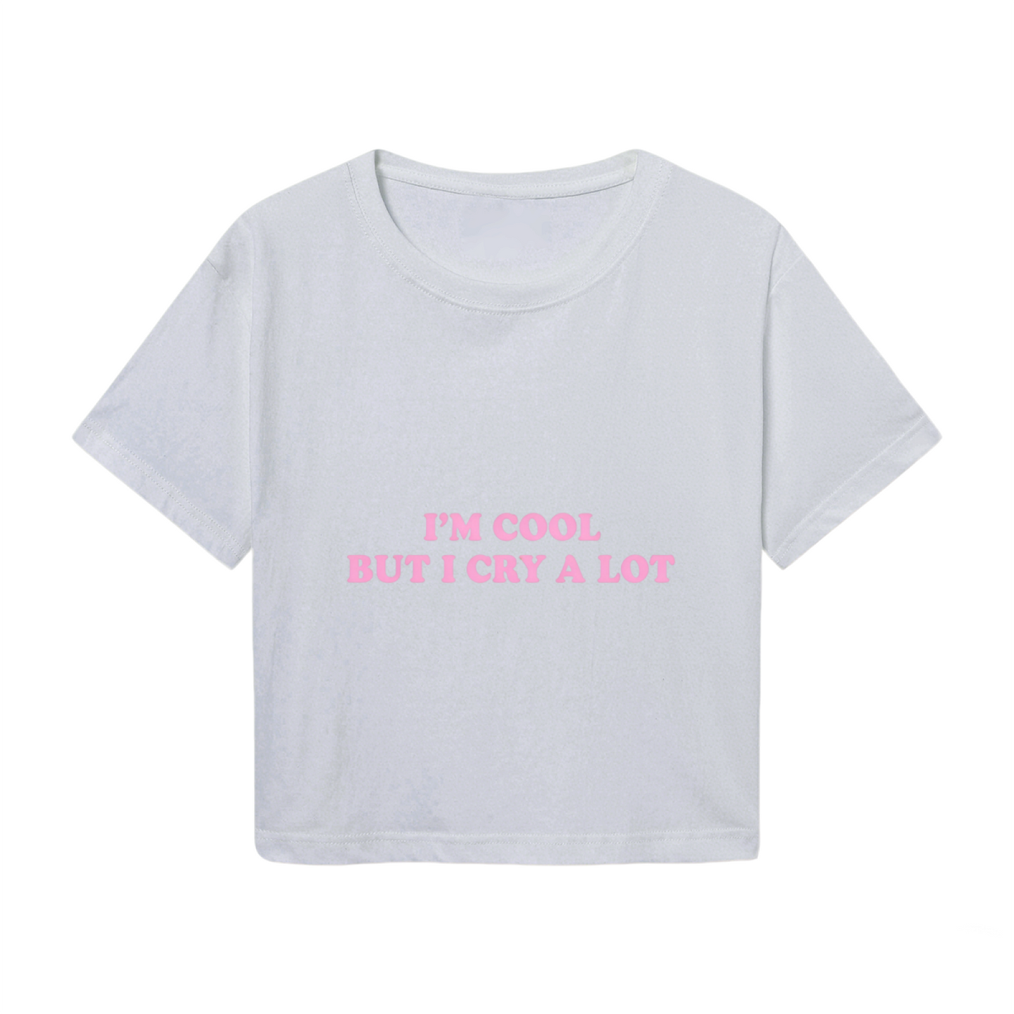 I¡¯m Cool But I Cry A Lot Soft Mood Grey Crop Top