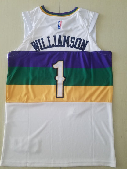 Men's New Orleans Pelicans Zion Williamson #1 NBA White Swingman Player Jerseys