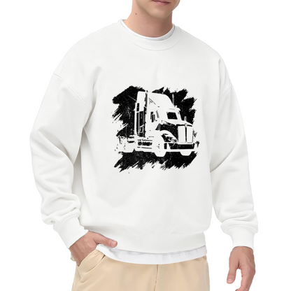 Distressed Big Rig Truck Vintage Graphic Crewneck Sweatshirt