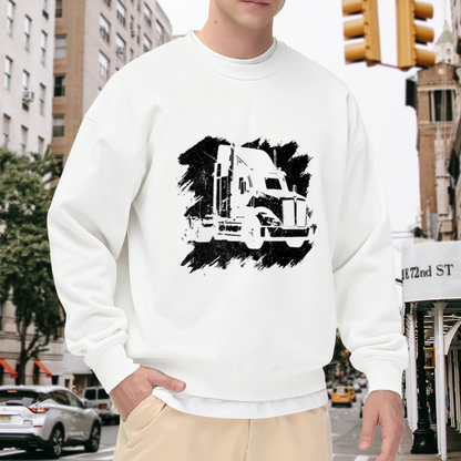 Distressed Big Rig Truck Vintage Graphic Crewneck Sweatshirt