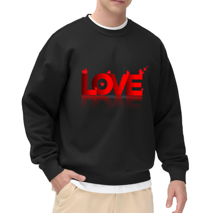 Red LOVE With Heart Decoration Romantic Crewneck Sweatshirt