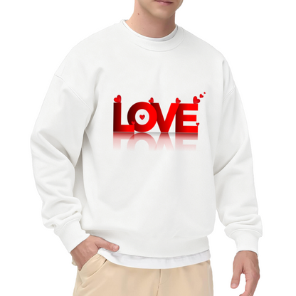 Red LOVE With Heart Decoration Romantic Crewneck Sweatshirt