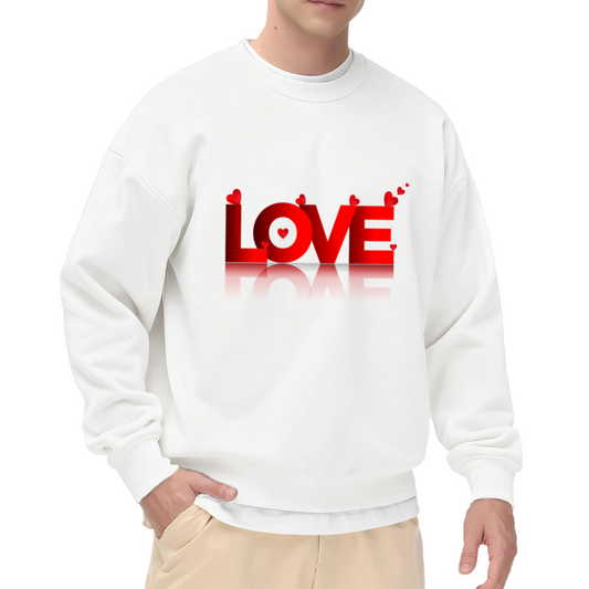 Red LOVE With Heart Decoration Romantic Crewneck Sweatshirt