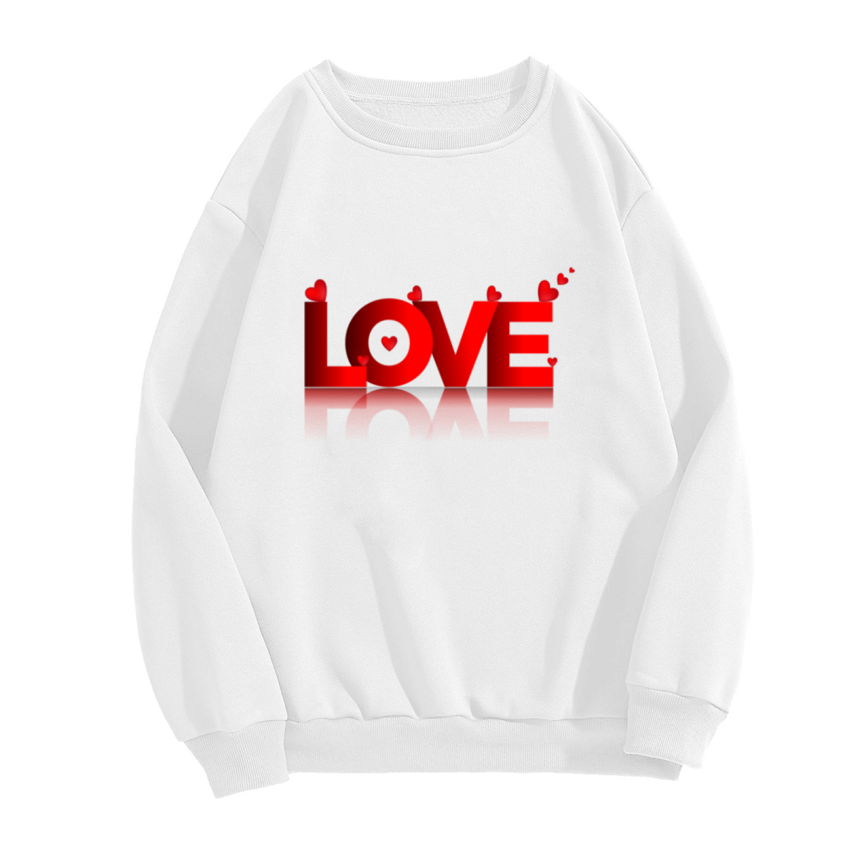 Red LOVE With Heart Decoration Romantic Crewneck Sweatshirt