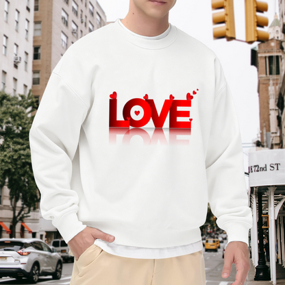 Red LOVE With Heart Decoration Romantic Crewneck Sweatshirt