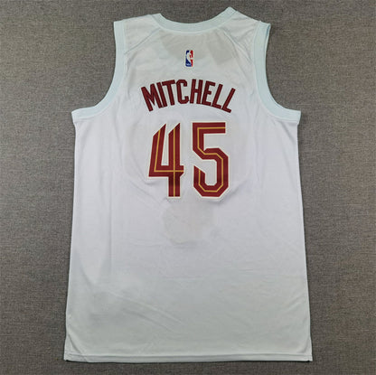 Men's Cleveland Cavaliers Donovan Mitchell #45 White Swingman Jerseys - Association Edition