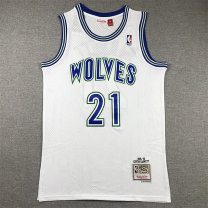 Men's Minnesota Timberwolves Kevin Garnett #21 White Hardwood Classics Swingman Jerseys