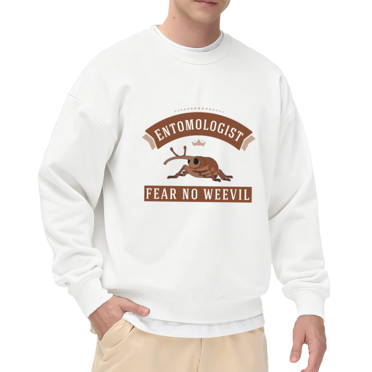 Entomologist Fear No Weevil Bug Lover Crewneck Sweatshirt Insect Themed Graphic Pullover