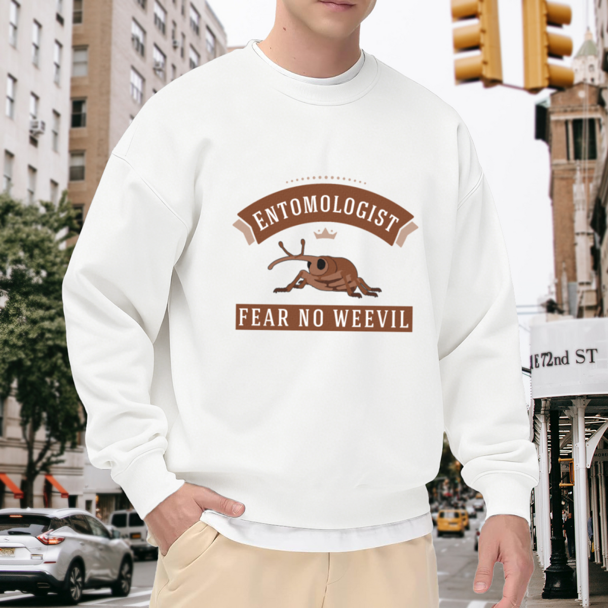 Entomologist Fear No Weevil Bug Lover Crewneck Sweatshirt Insect Themed Graphic Pullover