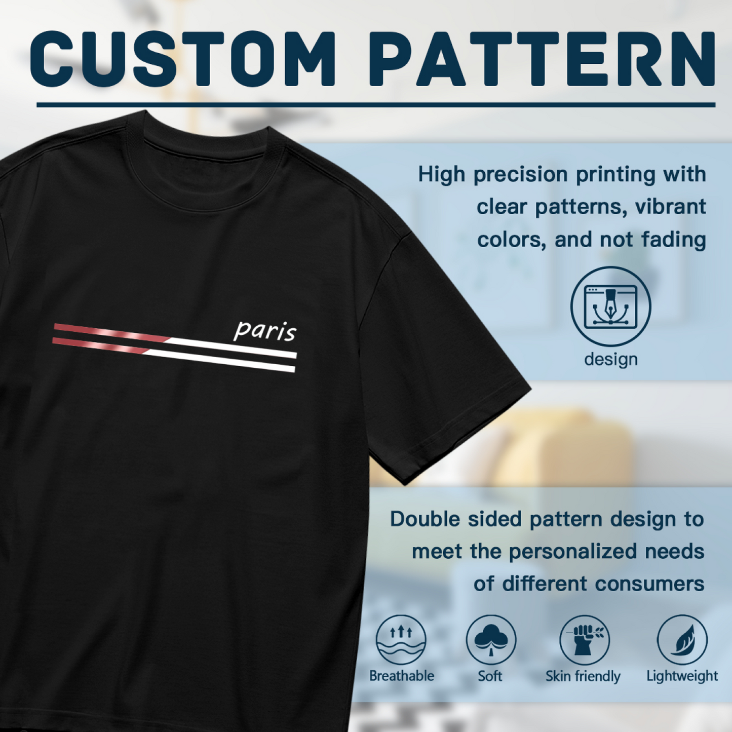 Premium Gold Metall Line Paris Casual T-Shirt