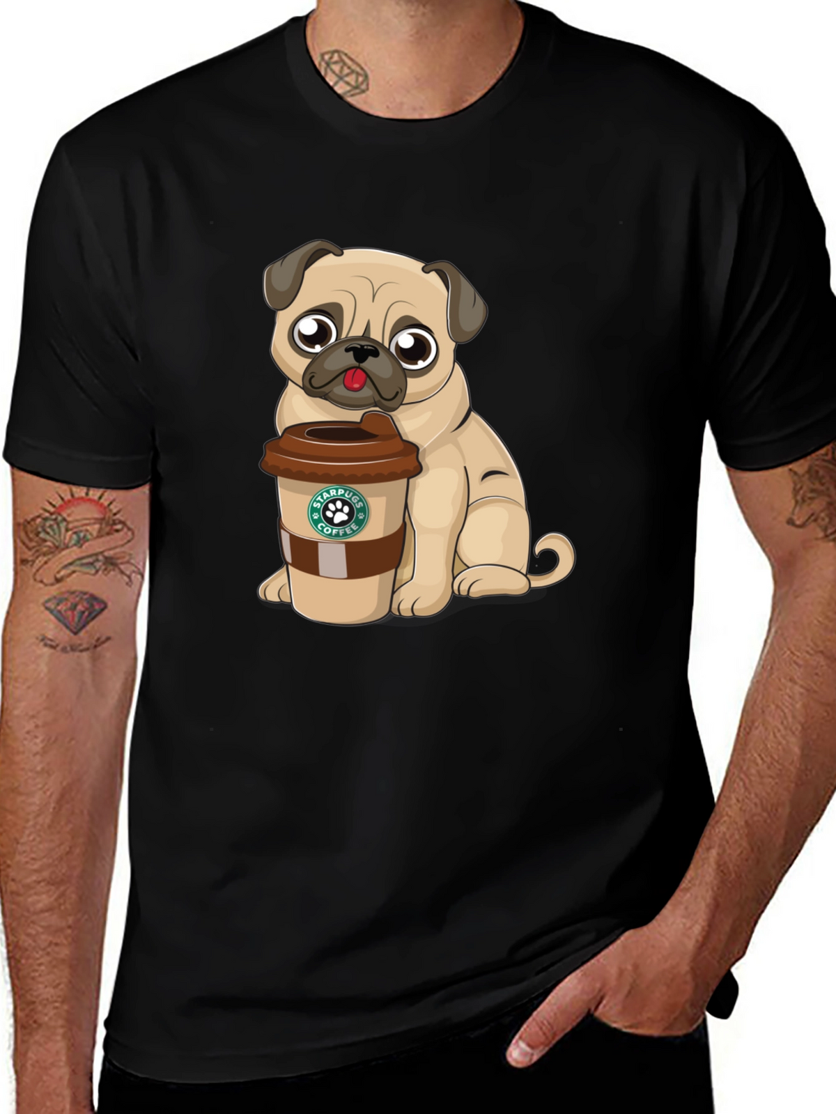 Pug Coffee Lover Graphic T-Shirt
