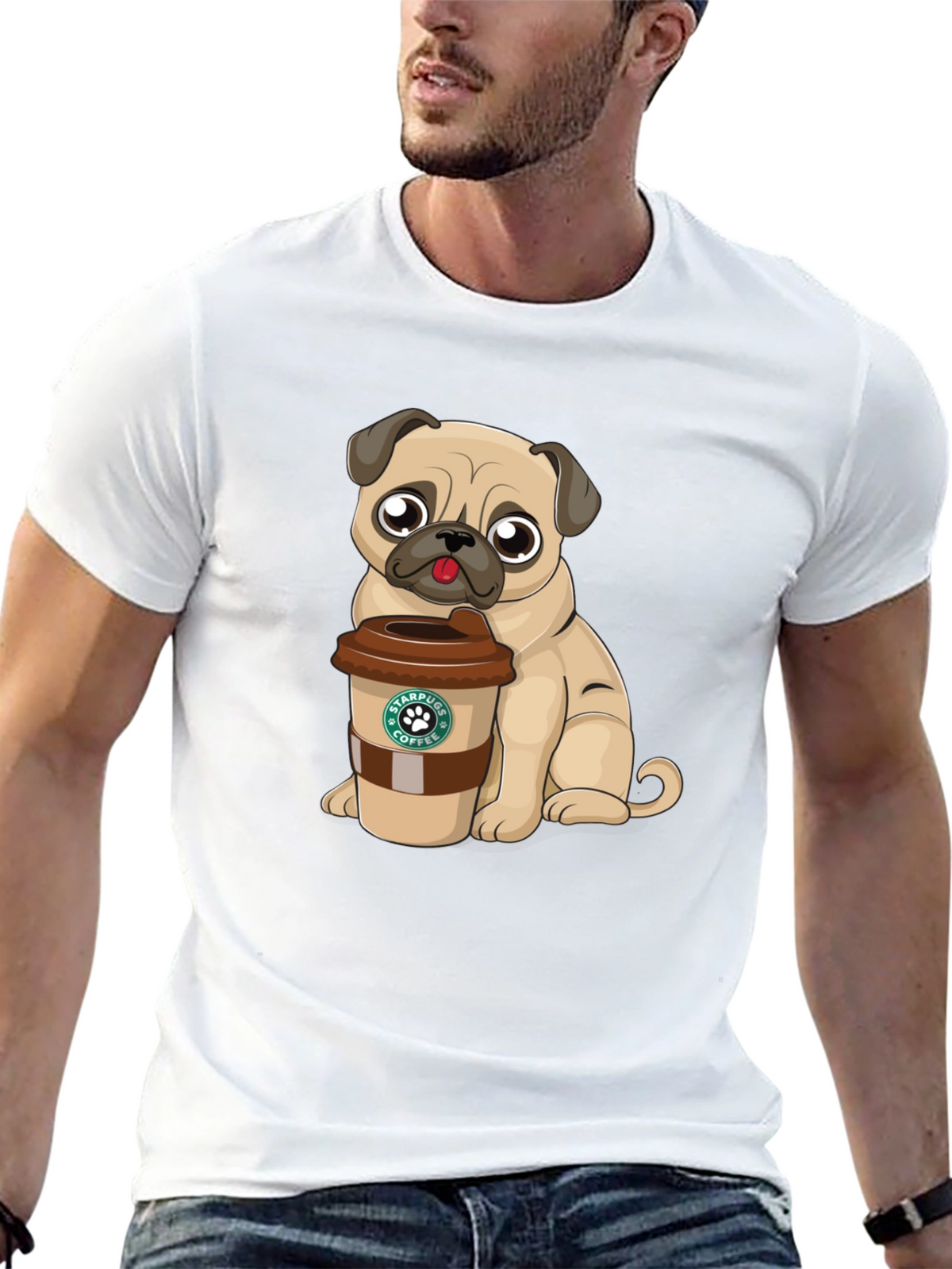 Pug Coffee Lover Graphic T-Shirt