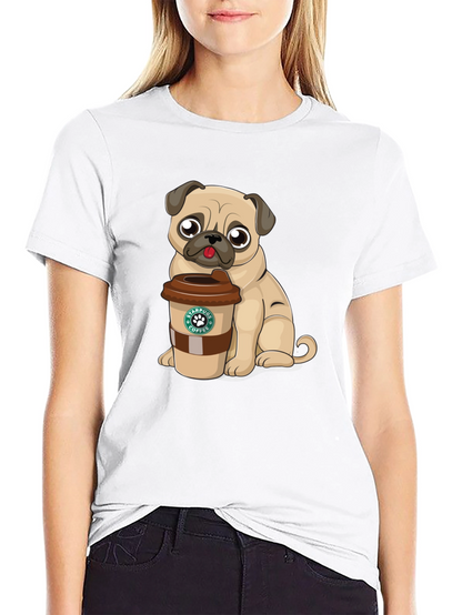 Pug Coffee Lover Graphic T-Shirt