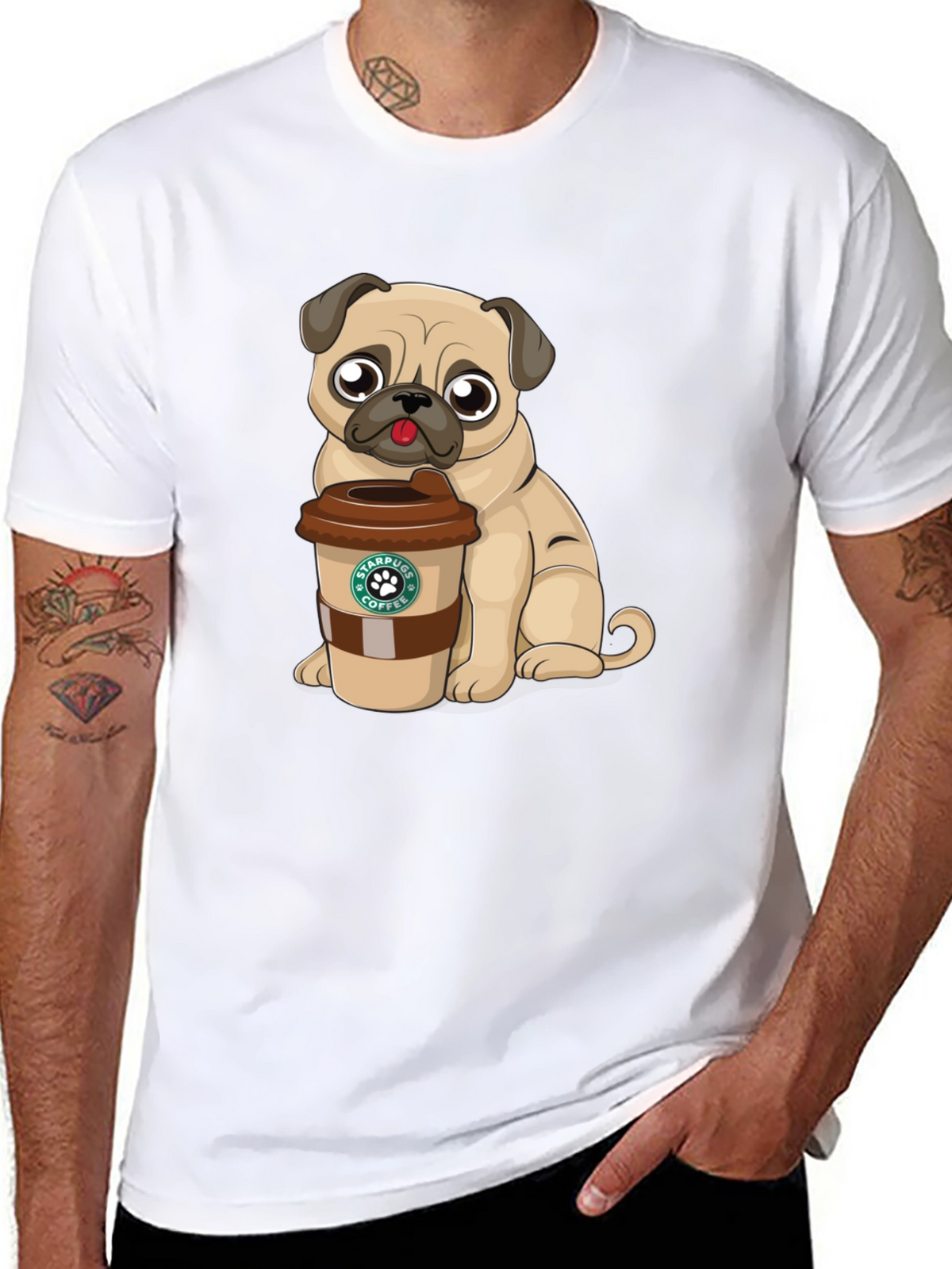 Pug Coffee Lover Graphic T-Shirt