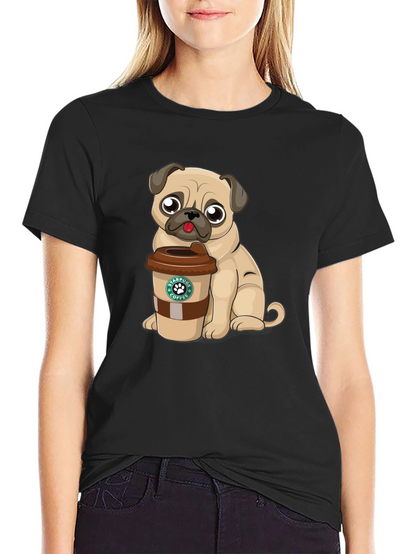 Pug Coffee Lover Graphic T-Shirt
