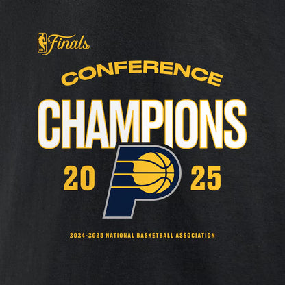 Men's Indiana Pacers Fanatics Black 2025 Eastern Conference Champions Roster Buzzer Beater T-Shirt