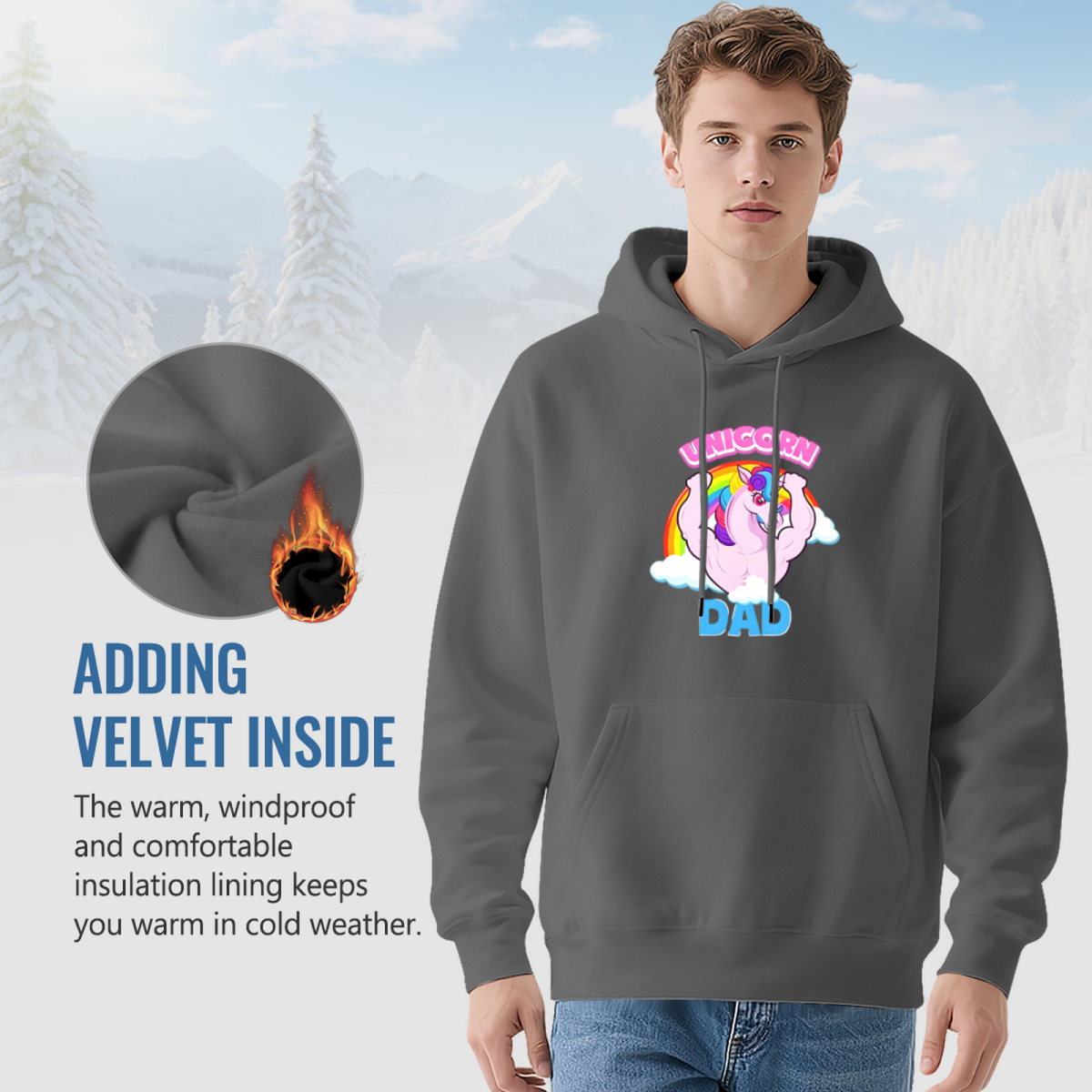 Muscular Unicorn Dad Funny Rainbow Hoodie