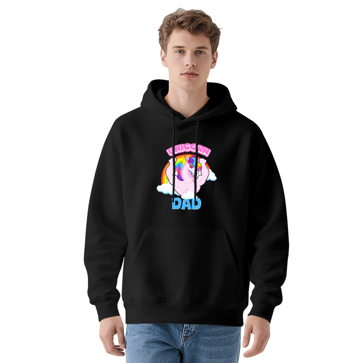 Muscular Unicorn Dad Funny Rainbow Hoodie