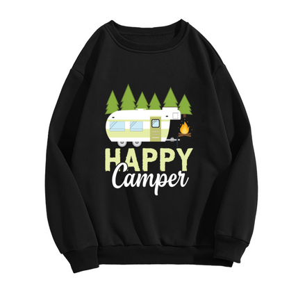 Happy Camper RV Pine Tree Campfire Outdoor Crewneck Sweatshirt