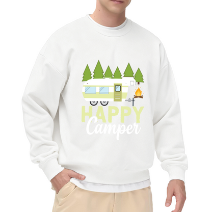 Happy Camper RV Pine Tree Campfire Outdoor Crewneck Sweatshirt