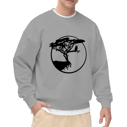 Circle Tree Owl Dark Nature Silhouette Crewneck Sweatshirt