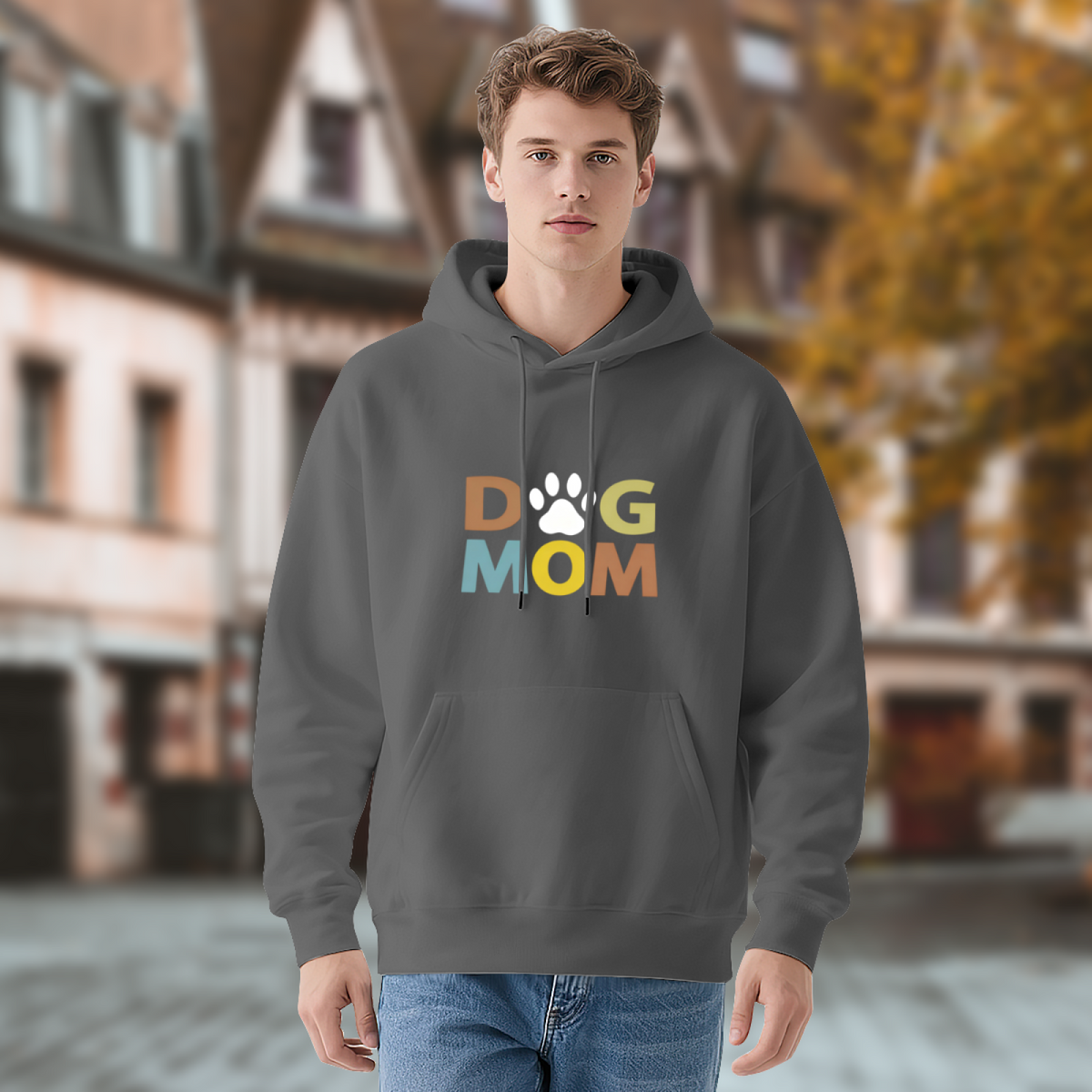 Dog Mom Paw Print Cute Pet Lover Graphic Hoodie