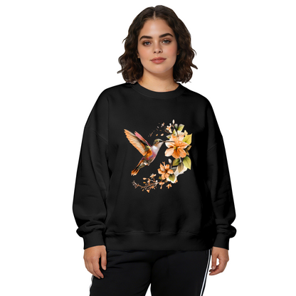 Watercolor Hummingbird & Blossom Nature?Inspired Crewneck Sweatshirt