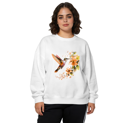 Watercolor Hummingbird & Blossom Nature?Inspired Crewneck Sweatshirt