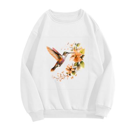 Watercolor Hummingbird & Blossom Nature?Inspired Crewneck Sweatshirt