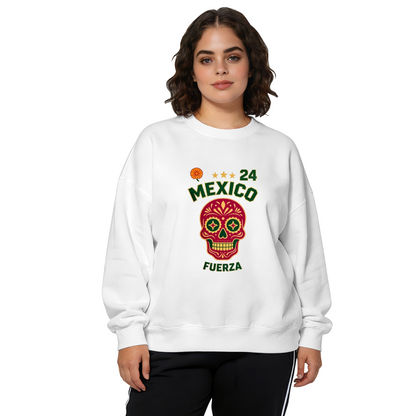 Mexico Sugar Skull Fuerza 24 Graphic Crewneck Sweatshirt
