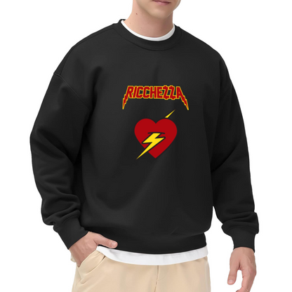 Ricchezza Heart Lightning Rock?Style Graphic Crewneck Sweatshirt