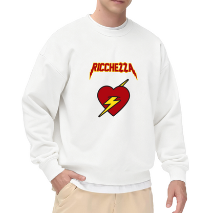 Ricchezza Heart Lightning Rock?Style Graphic Crewneck Sweatshirt