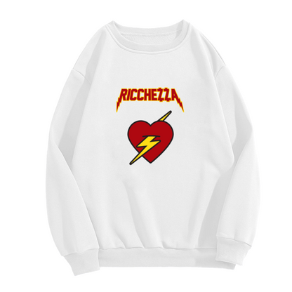 Ricchezza Heart Lightning Rock?Style Graphic Crewneck Sweatshirt