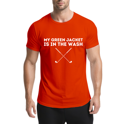 My Green Jacket Is In The Wash Funny Golf Graphic Navy Tee