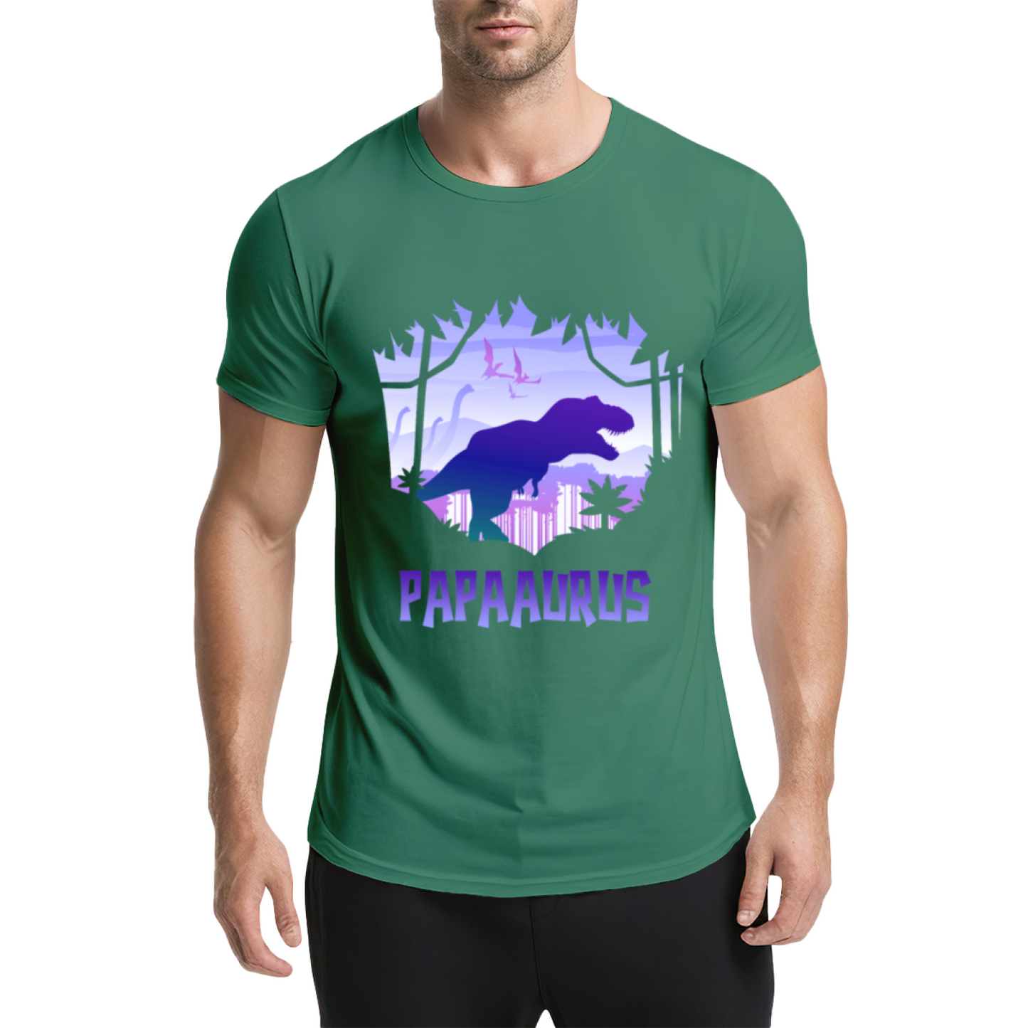 Papaaurus Dinosaur Father's Day Purple Graphic Tee