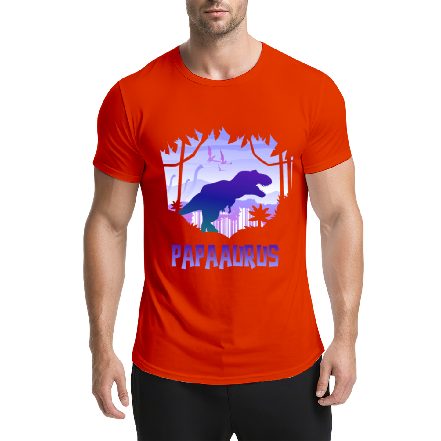Papaaurus Dinosaur Father's Day Purple Graphic Tee
