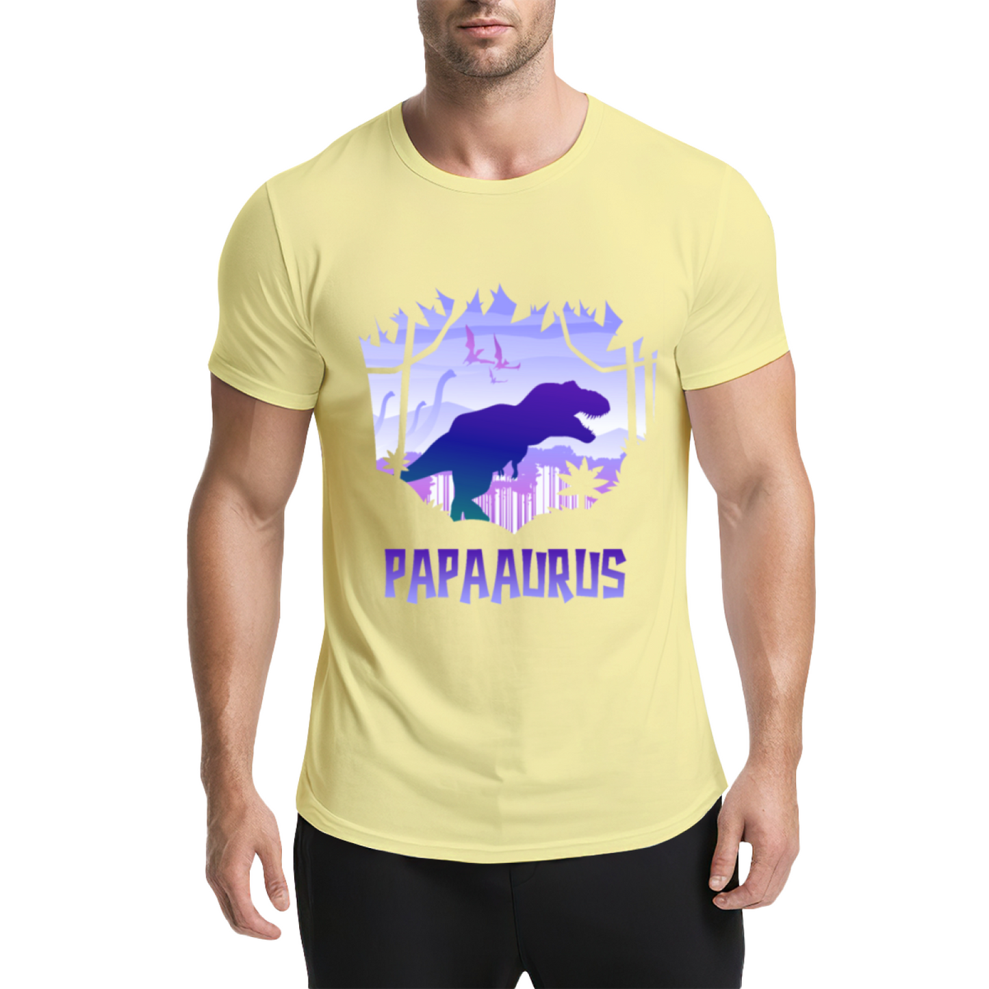 Papaaurus Dinosaur Father's Day Purple Graphic Tee