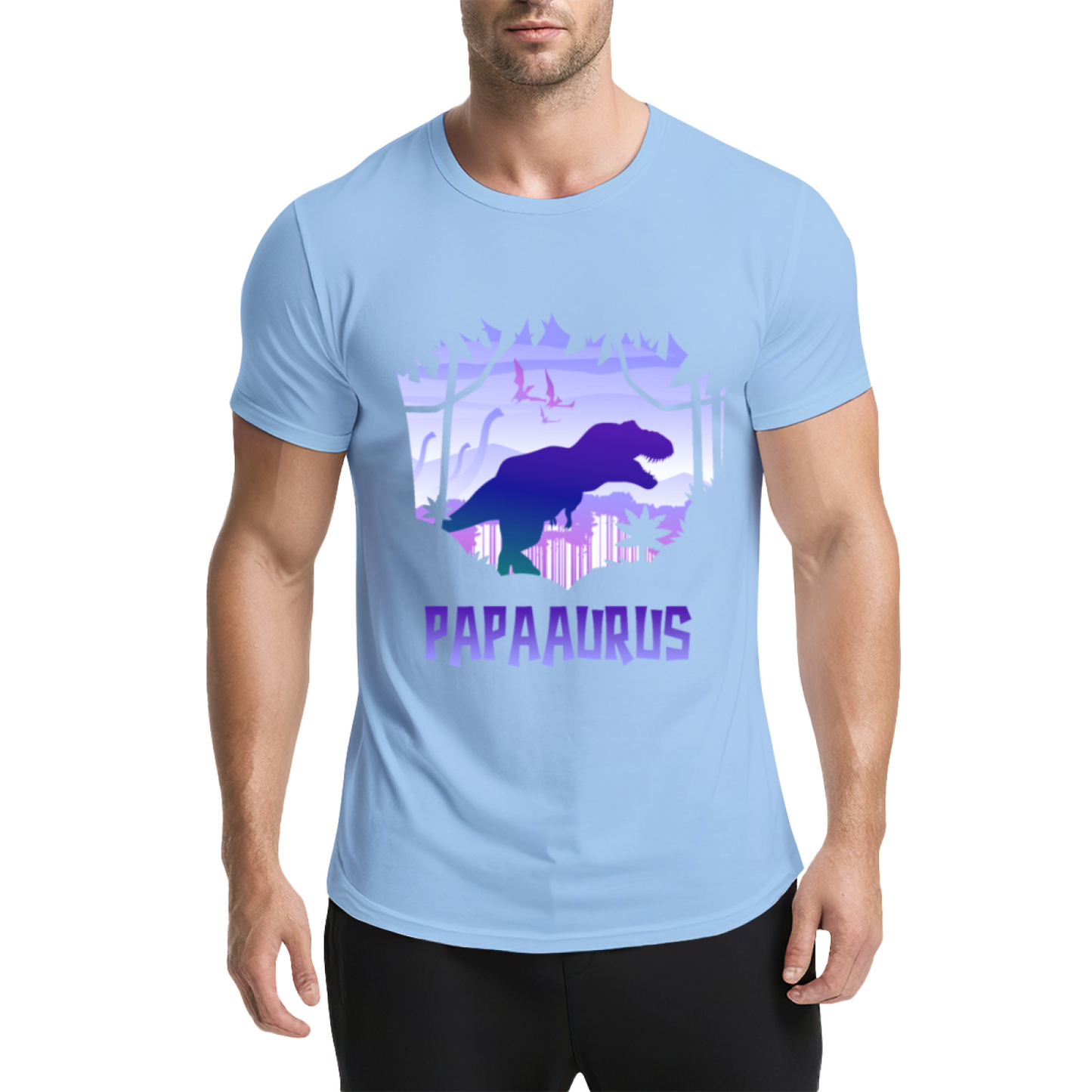 Papaaurus Dinosaur Father's Day Purple Graphic Tee