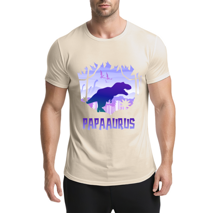 Papaaurus Dinosaur Father's Day Purple Graphic Tee
