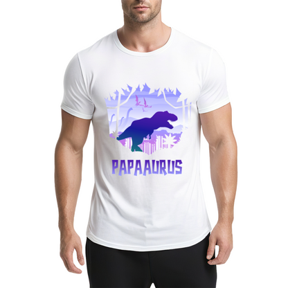 Papaaurus Dinosaur Father's Day Purple Graphic Tee
