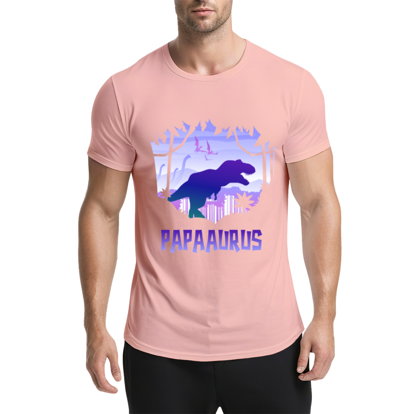 Papaaurus Dinosaur Father's Day Purple Graphic Tee