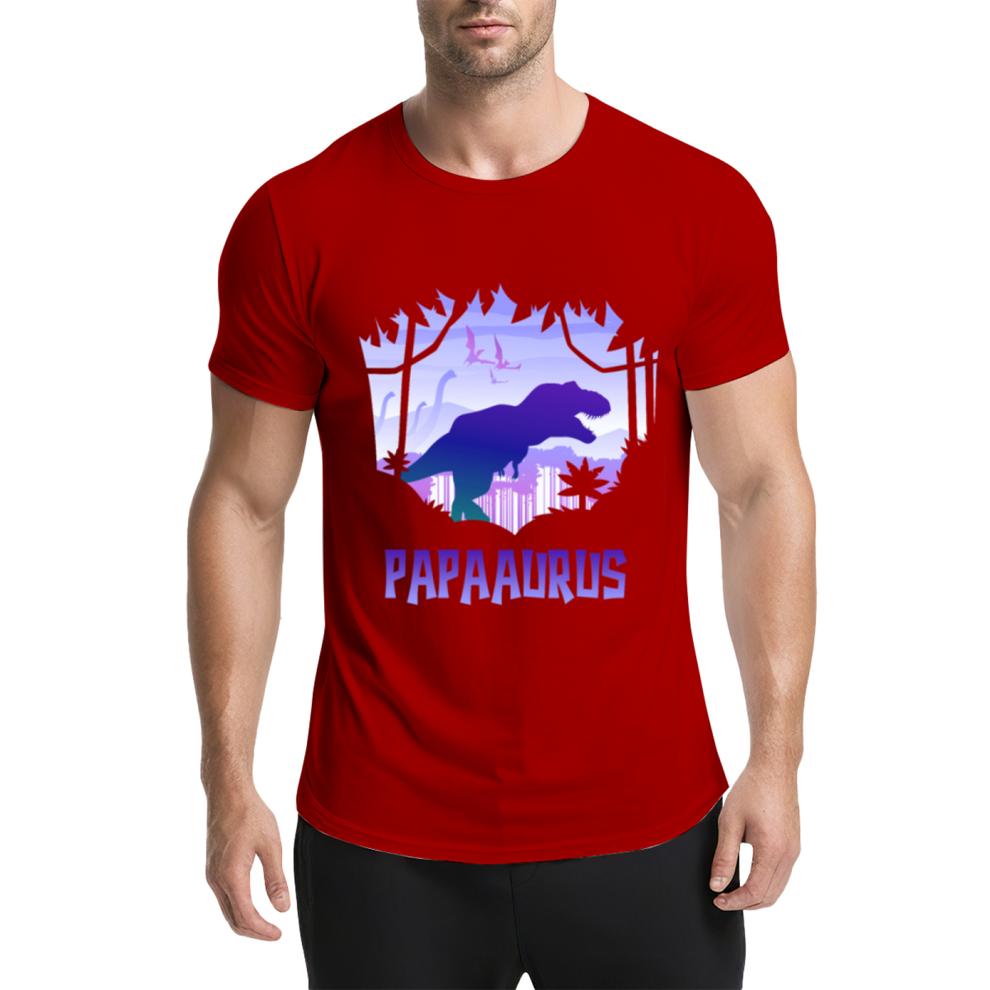 Papaaurus Dinosaur Father's Day Purple Graphic Tee